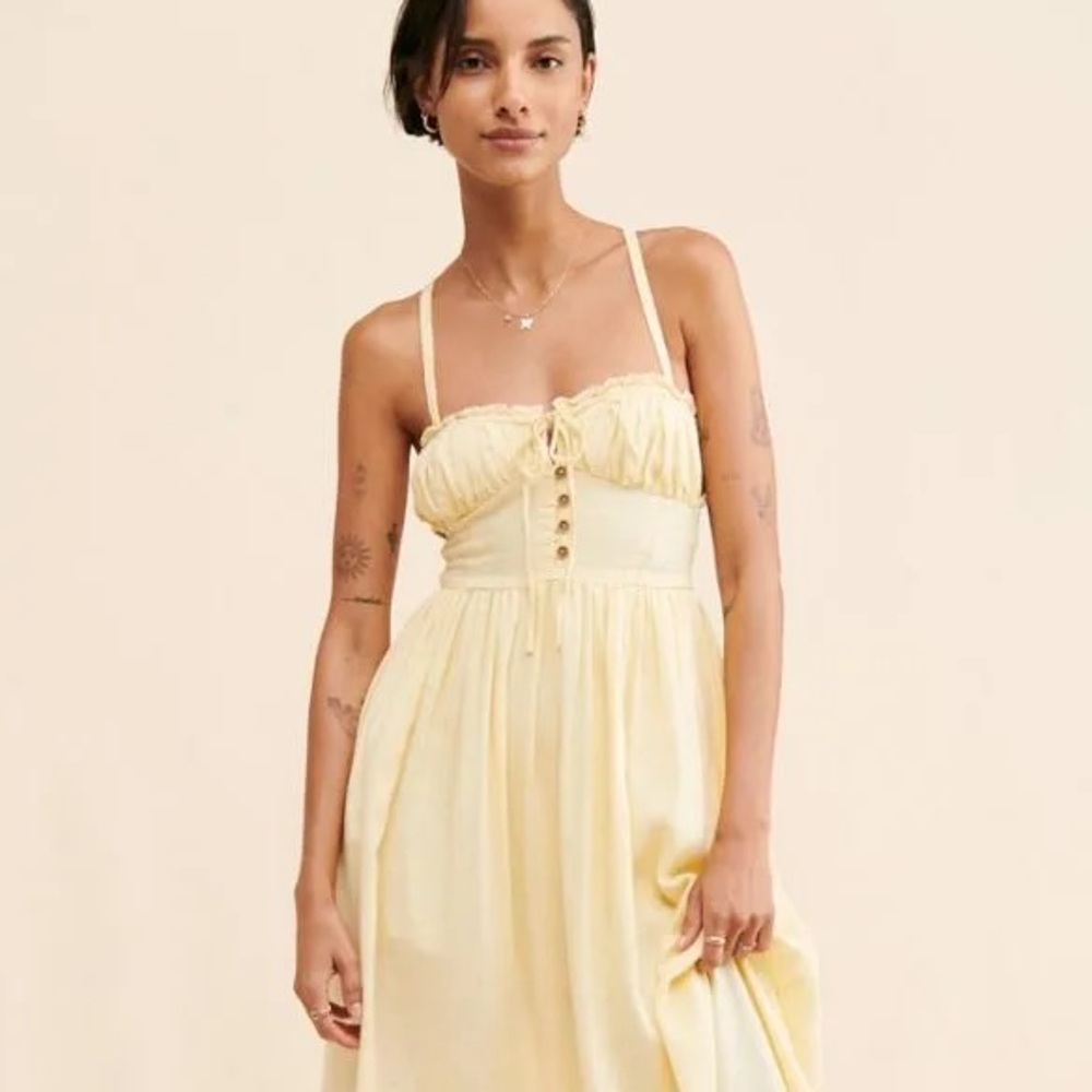 Urban Outfitters Cora Linen Open Back Midi Dress
